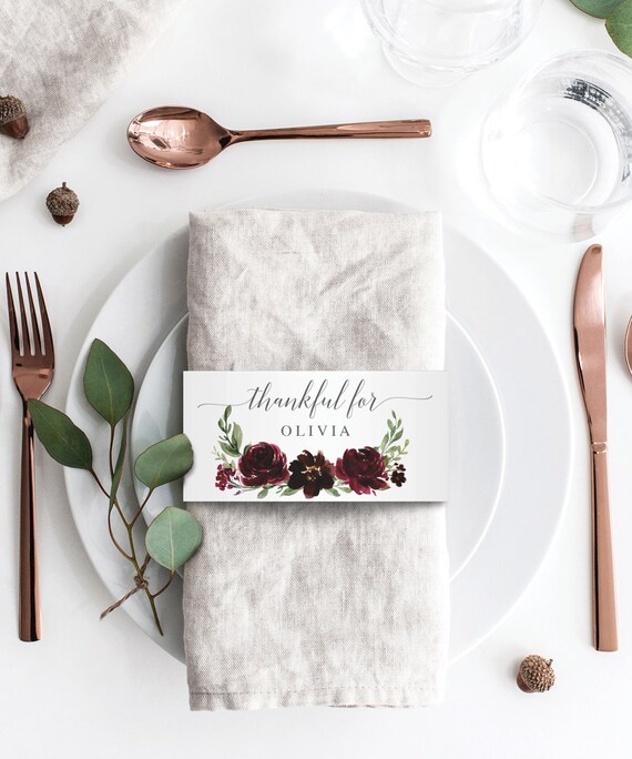 Thanksgiving Napkin Name Cards Printable Template Place Cards