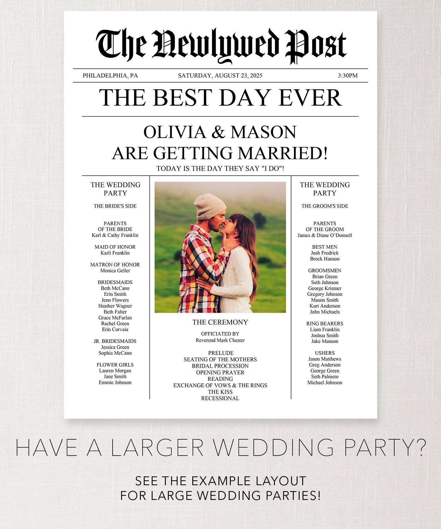 Newspaper Wedding Program Template Free