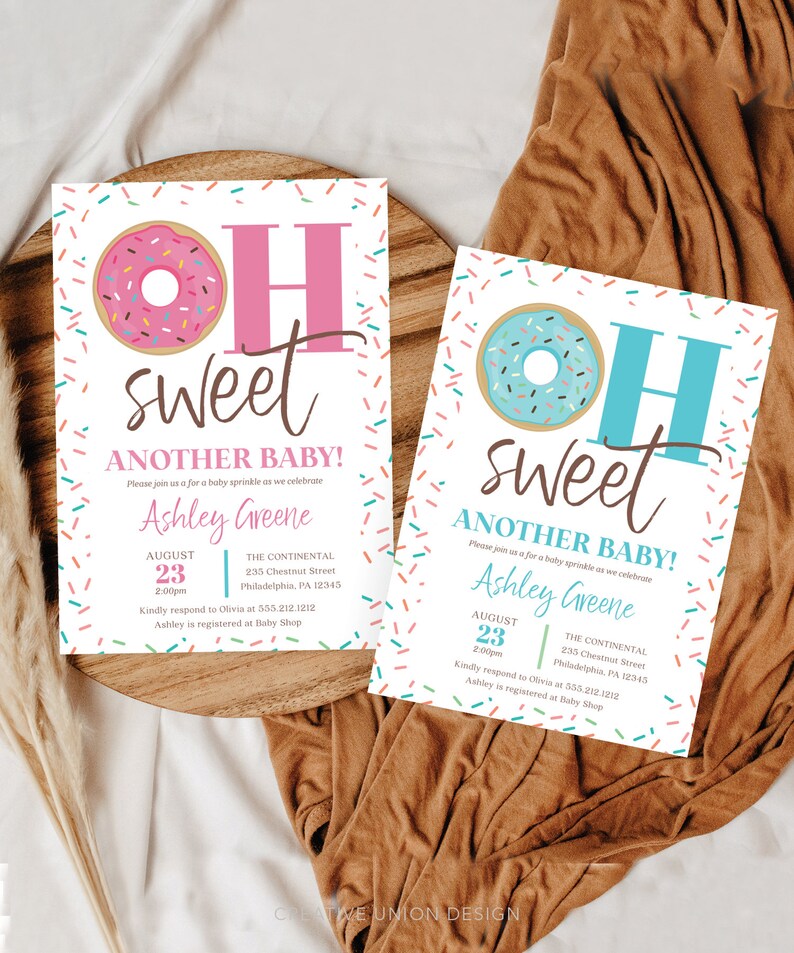 Donut Baby Sprinkle Invite Template Baby Shower Invite - Etsy
