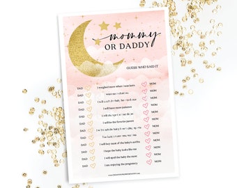 Over The Moon Baby Shower Game, Mommy Or Daddy, Baby Shower Games, Baby Shower, Download, Baby Shower, Hearts, Sprinkle, Mom or Dad