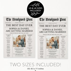 Newspaper Wedding Program, Fully Editable, Printable Wedding Programs, Wedding Program Template, Fun Wedding Programs, Decor, Newspaper, DIY image 9