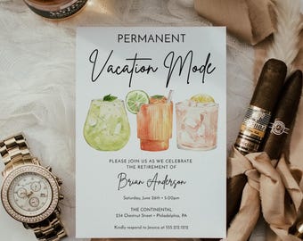 Retirement Party Invitation Template Permanent Vacation Mode Retirement Invitation Download Retirement Invite Teacher Retirement Nurse Drink