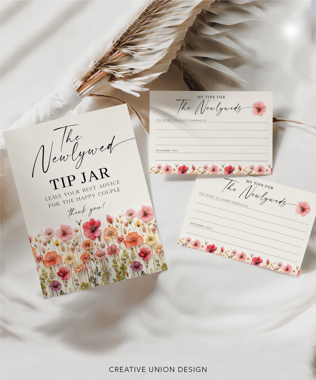 Newlywed Tip Jar Sign and Advice Cards, Advice for the Newlyweds ...