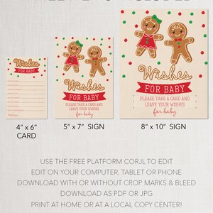 Wishes For Baby Template, What's Baking, Christmas Baby Shower, Holiday Baby Shower, Gender Reveal, Printable, Gingerbread, Boy or Girl image 10