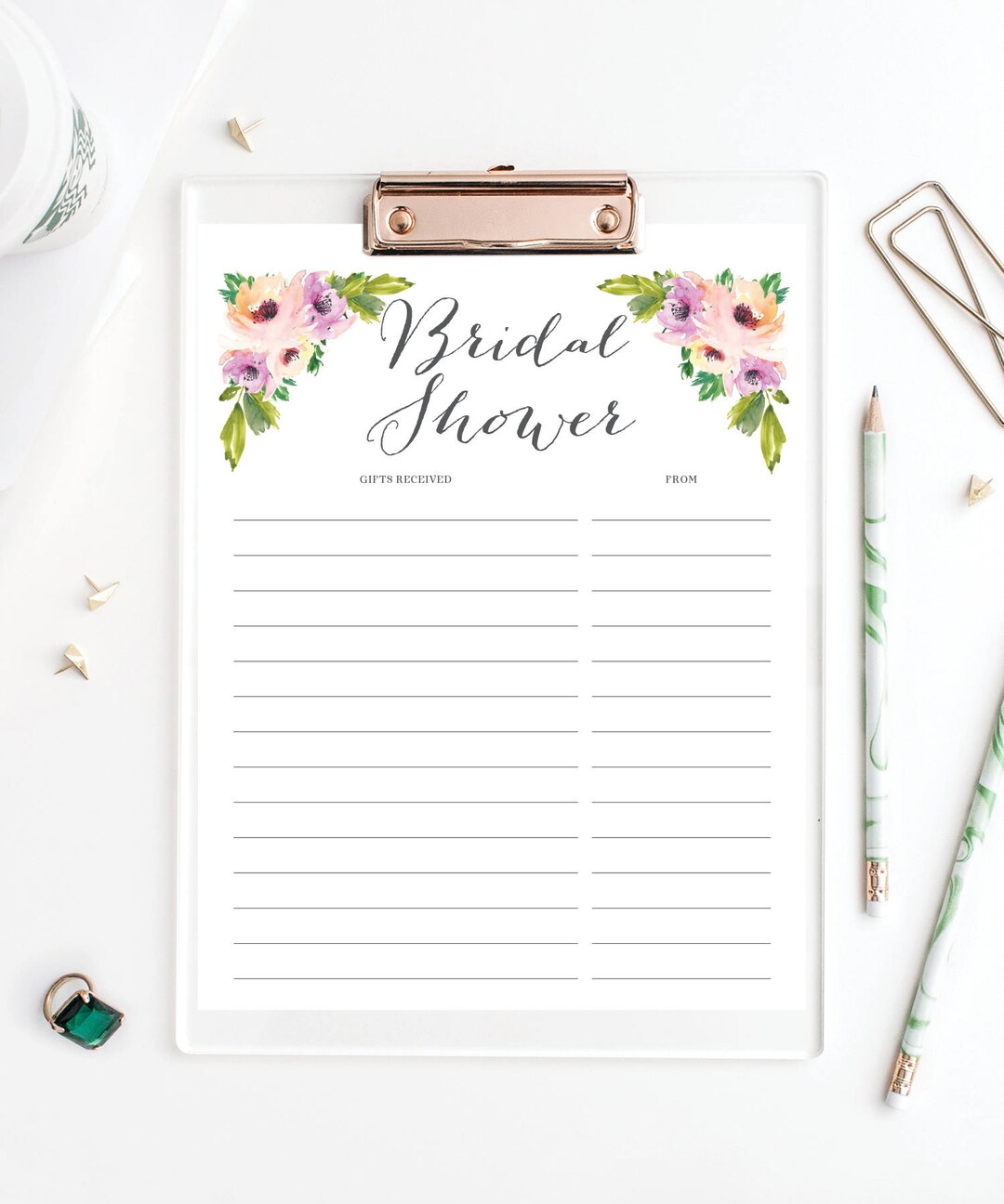 Bridal Shower Gift List Gifts Received List of Received Etsy