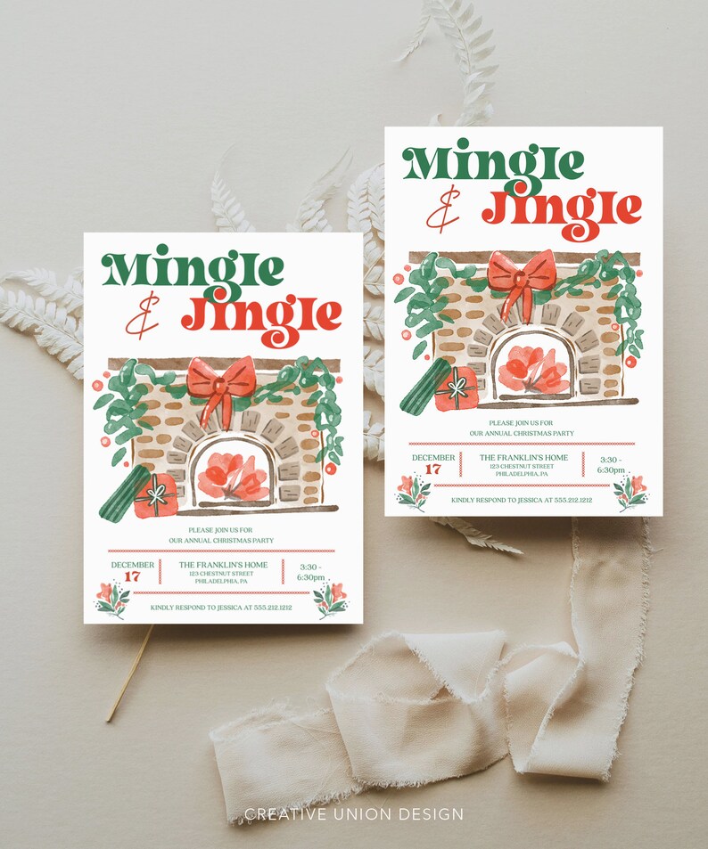 Jingle &amp; Mingle Holiday Party Invitation Template Christmas - Etsy