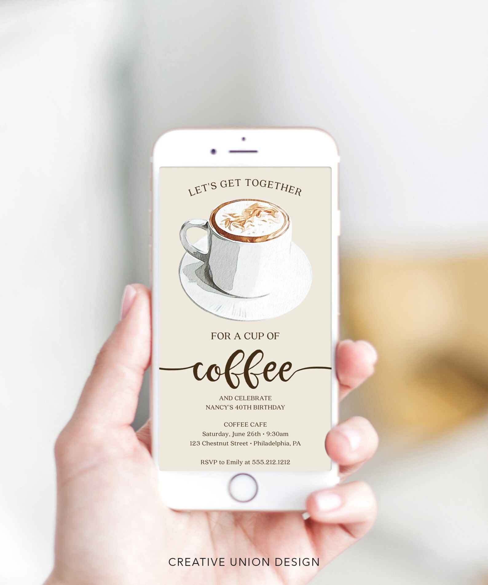 Coffee Invitation, Coffee Get Together Invite, Coffee Meet up Digital