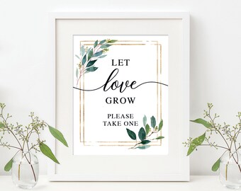 Let Love Grow - Favor Sign - 8x10 Printable Favors Sign - Bridal Shower Printable - Let Love Grow - Bridal Shower - Garden Greens