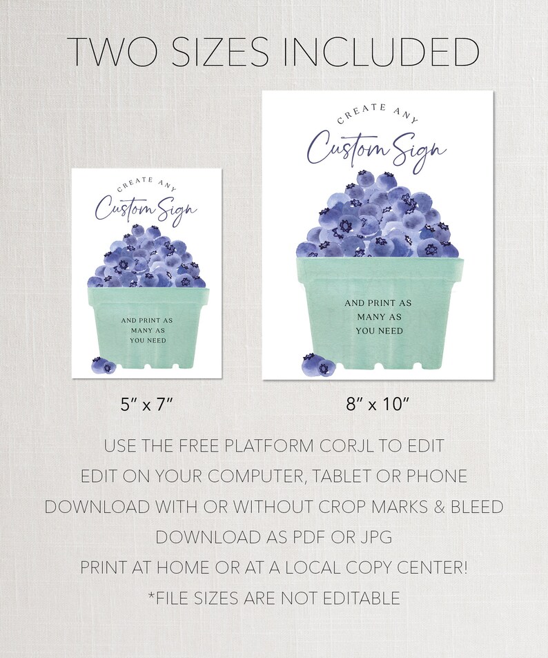 Editable Custom Sign Template, Custom Berry First Birthday Sign, Favors ...