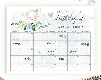 Succulent Baby Prediction Calendar Baby Prediction Calendar - Etsy