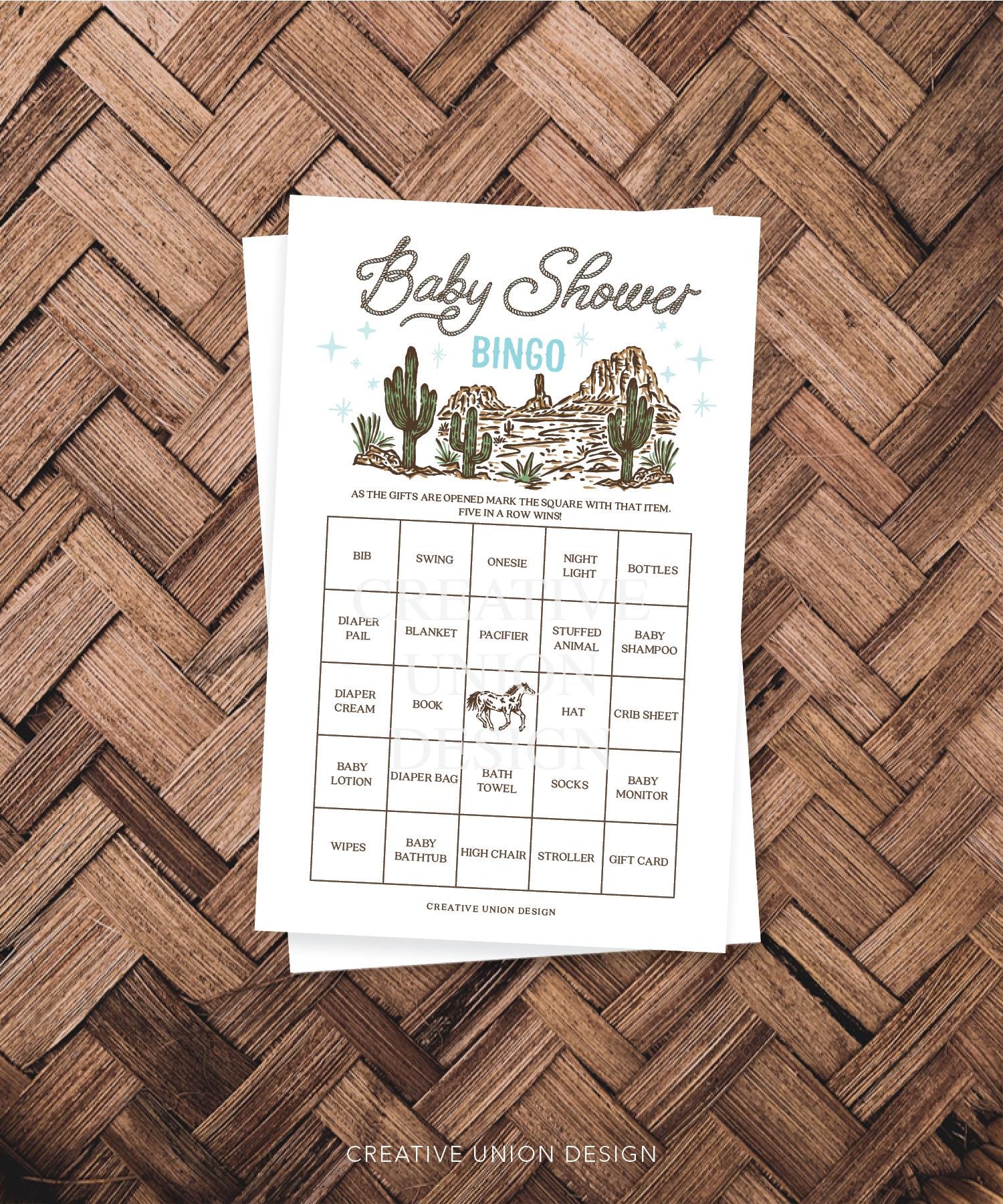 Western Cowboy Baby Shower Bingo 60 Unique Game Sheets Boy Baby Shower ...