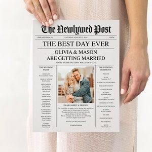 Wedding Newspaper Program, Wedding Program, Etsy Bestseller, Newspaper, Newspaper Wedding Program, Newlywed Post