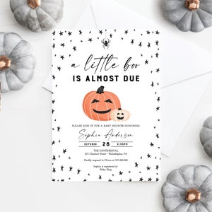 Halloween Printable Baby Shower Invite, Editable Invites, Boy or Girl ...