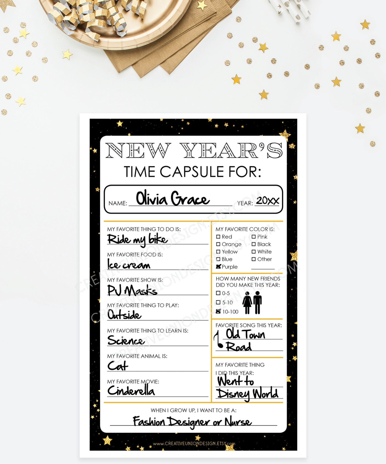 New Years Eve Time Capsule for Kids - Family New Years Eve Game - New ...