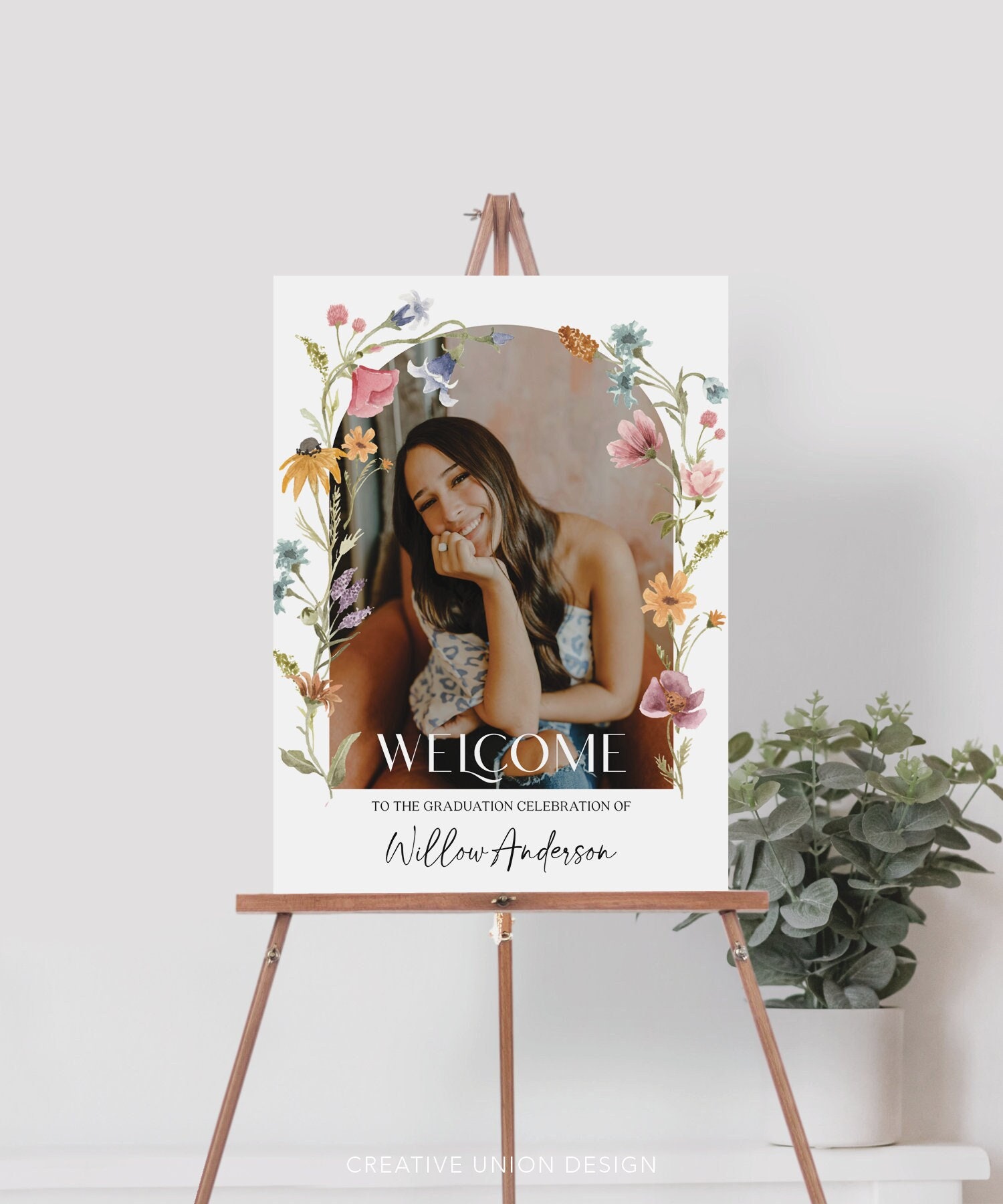 Graduation Party Welcome Sign Template, Wildflower Field, Grad Welcome, Graduation Decor, Printable Sign, Wildflower Graduation Sign, 2025