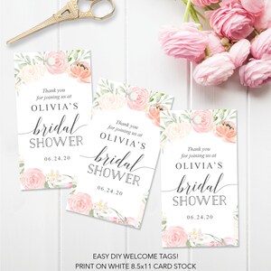 Printable Bridal Shower Favor Tags, Thank You Tag, Editable Tag, Bridal ...