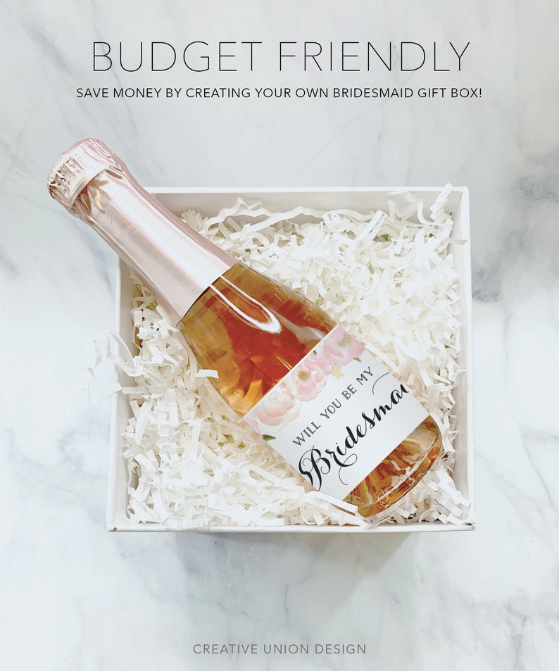 Will You Be My Bridesmaid Mini-Champagne Bottle Labels, Printable Champagne Labels, Bridesmaid Proposal, Gift for Bridesmaid, Maid of Honor image 7