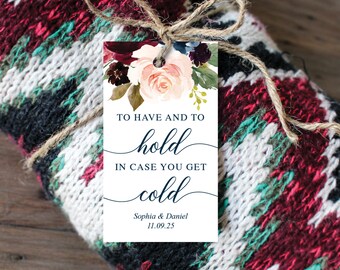 To Have And To Hold Incase You Get Cold - Blanket Favor Tag - Printable - Favor Tags - Blanket Favors - Outdoor Wedding - Breezy Burgundy