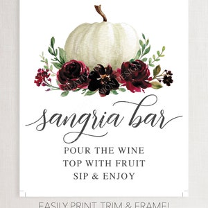 Sangria Bar Sign 8x10 Printable Wedding Sign Bridal Shower - Etsy