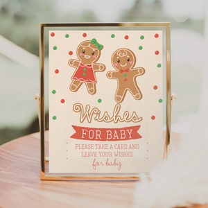 Wishes For Baby Template, What's Baking, Christmas Baby Shower, Holiday Baby Shower, Gender Reveal, Printable, Gingerbread, Boy or Girl image 3