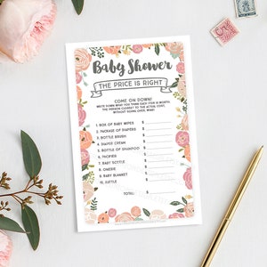 Baby Shower Game - The Price Is Right Game - Baby Shower Game - Printable - Instant Download - Price Is Right - Baby Shower - Vintage Rose
