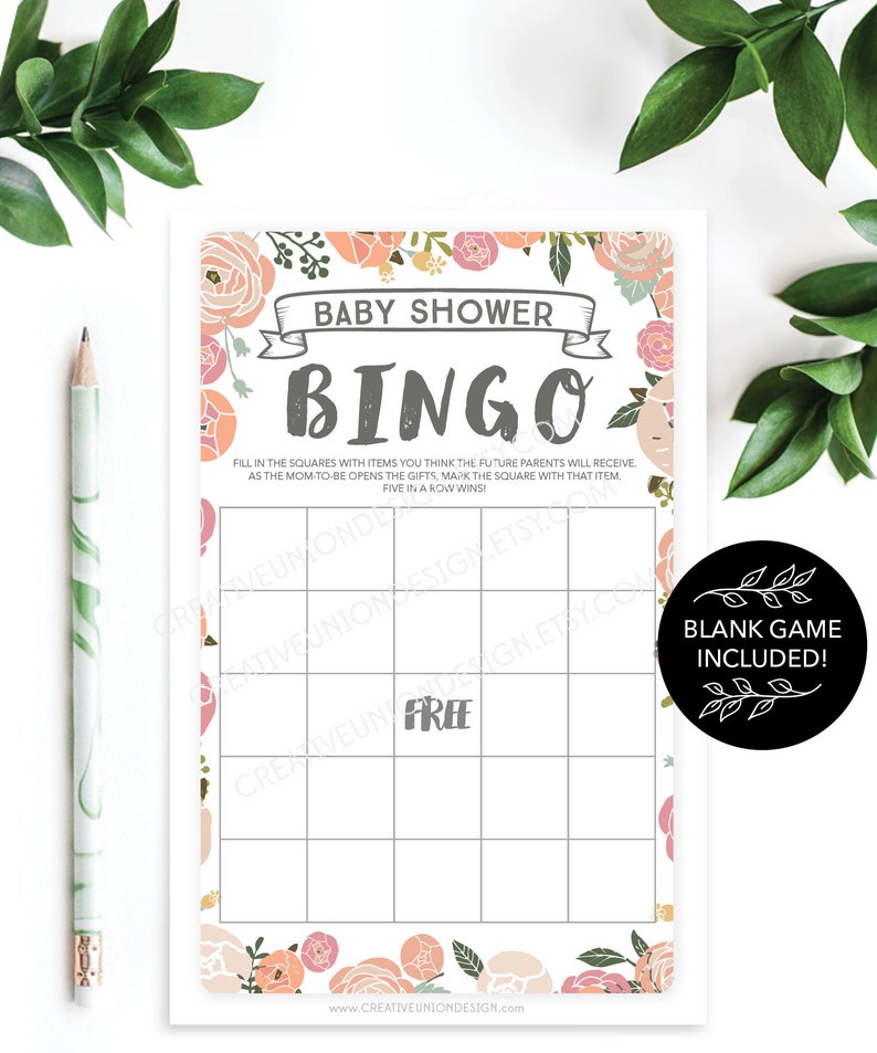 Vintage Rose Baby Shower Bingo 50 Unique Game Sheets Baby Shower Games Girl Baby Shower Pink Instant Download Baby Shower Game image 3