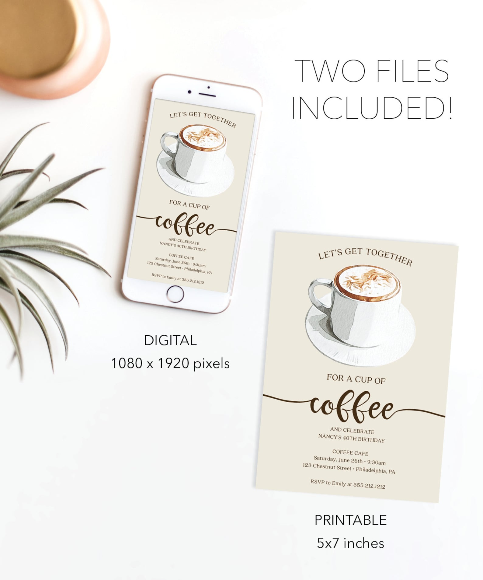 Coffee Invitation, Coffee Get Together Invite, Coffee Meet up Digital