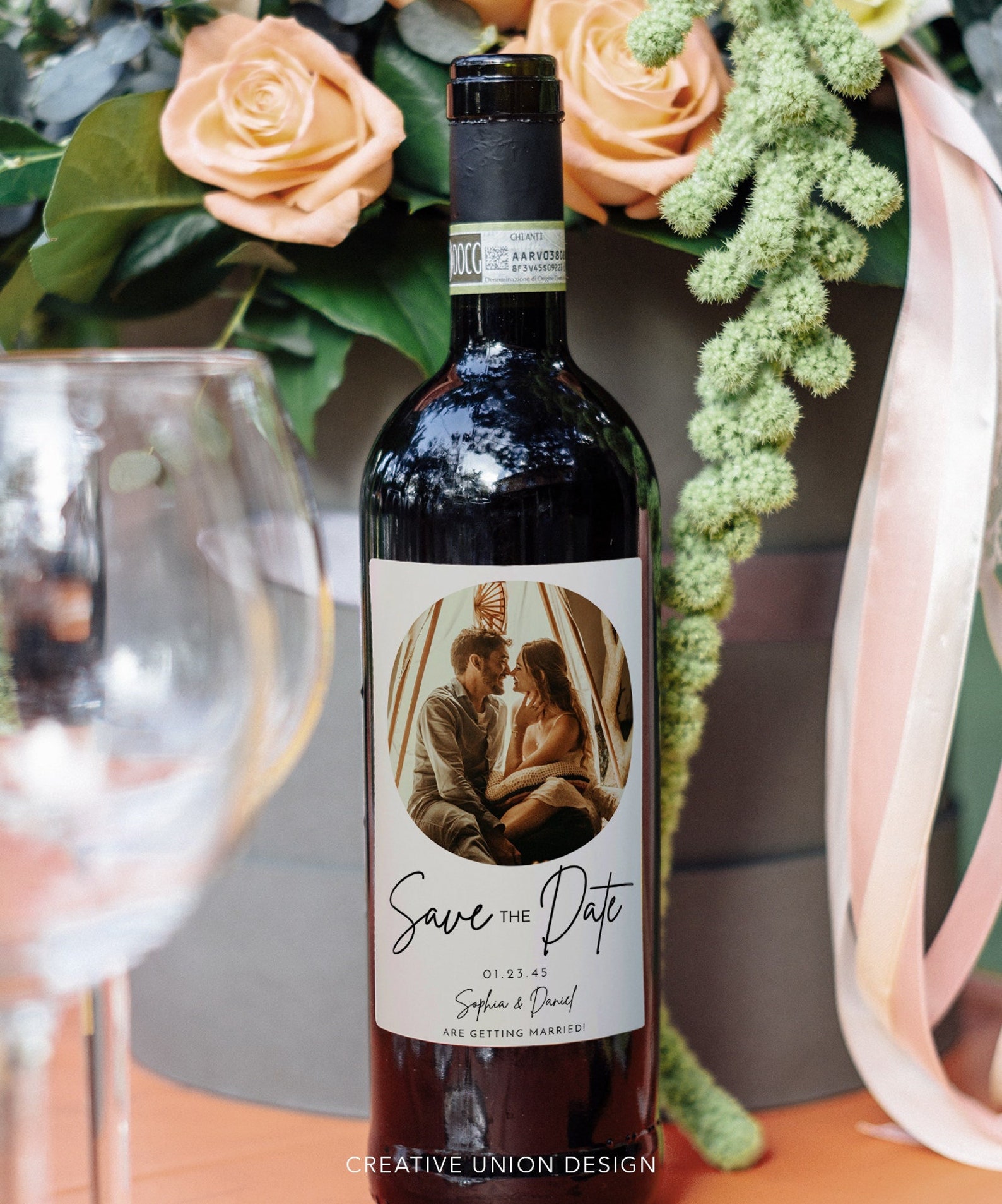 Editable Photo Save the Date Wine Label Template Wedding Save Etsy