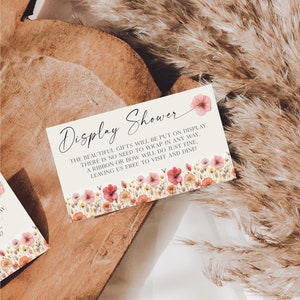 Présentoir modèle de douche, téléchargement immédiat, tige de fleur, insert de carte imprimable, shower de mariage, carte sans emballage, fleurs sauvages