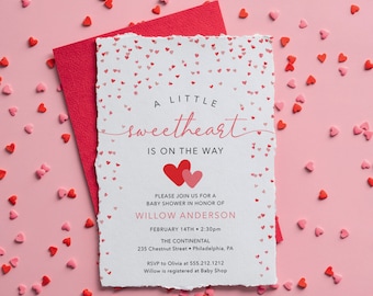 Valentine Baby Shower Invitation Template, Gender Reveal, February Baby Shower Invite, Editable A Little Sweetheart, Hearts, Love, Sweet