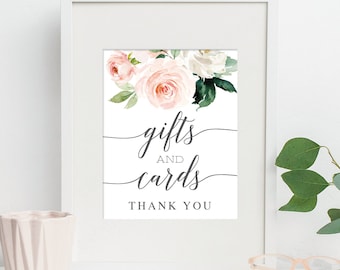 Gifts and Cards Table Sign File, 8x10 Printable Sign, Gift Table Sign, Cards and Gifts, Wedding Sign, Table Decor, Blushing Blooms