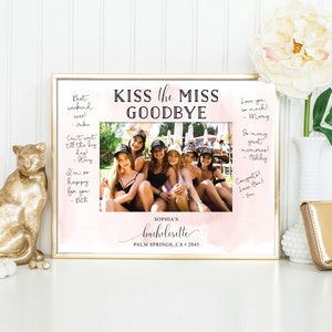 Kiss the Miss Goodbye Photo Mat, Bachelorette Party Keepsake 8x10, Print and Frame, Bachelorette Game, Instant Download, Bachelorette Decor image 1