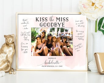 Kiss the Miss Goodbye Photo Mat, Bachelorette Party Keepsake 8x10, Print and Frame, Bachelorette Game, Instant Download, Bachelorette Decor