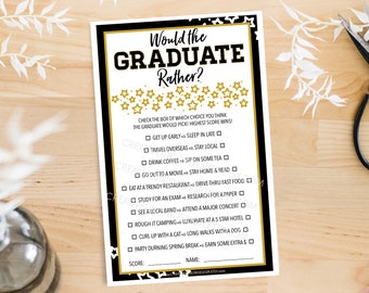 Would the Graduate Rather - Graduation Party Game - Grad Party - Graduation Party Decorations - Print at Home Game - Class of 2024