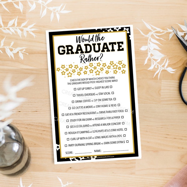 Would the Graduate Rather - Graduation Party Game - Grad Party - Graduation Party Decorations - Print at Home Game - Class of 2024