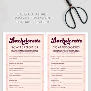 Bachelorette Party Game, Scattergories, Bridal Shower Games Printable ...