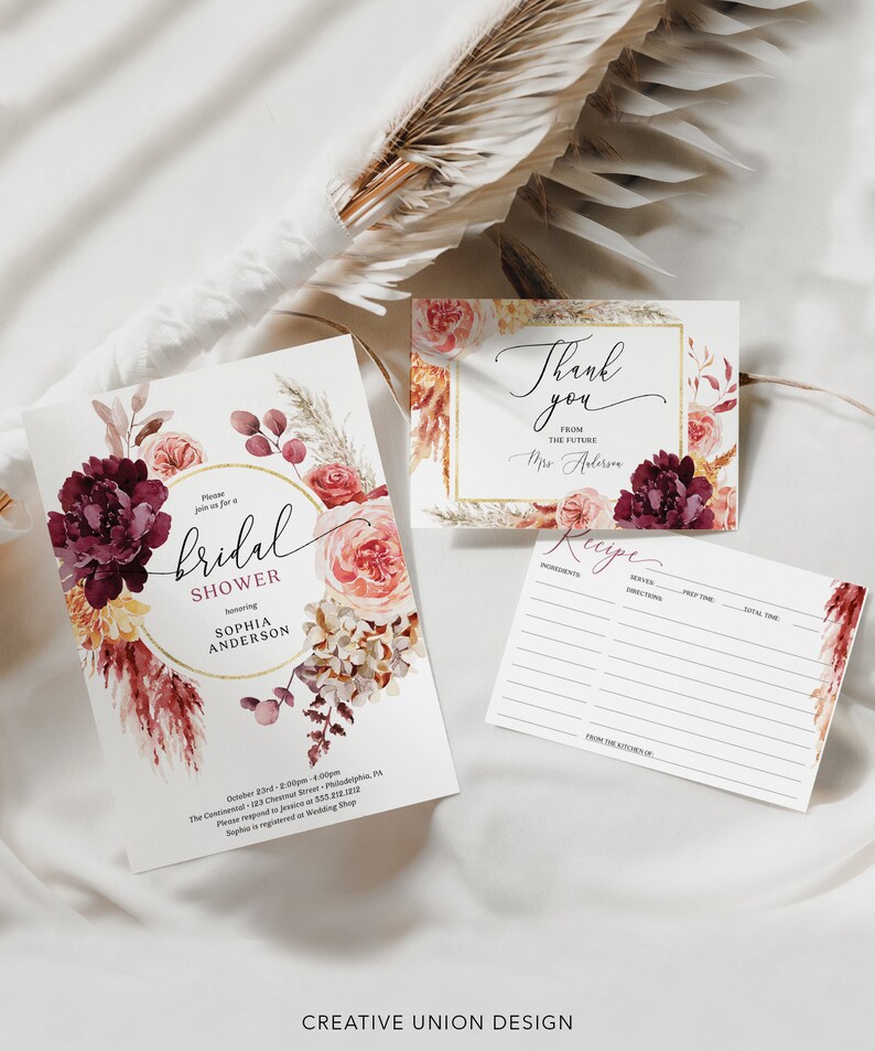 Bridal Shower Invitation Set Template Printable Editable Etsy