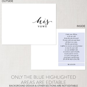 His and Her Wedding Vow Booklet Template - Vow Books - Vow Book ...