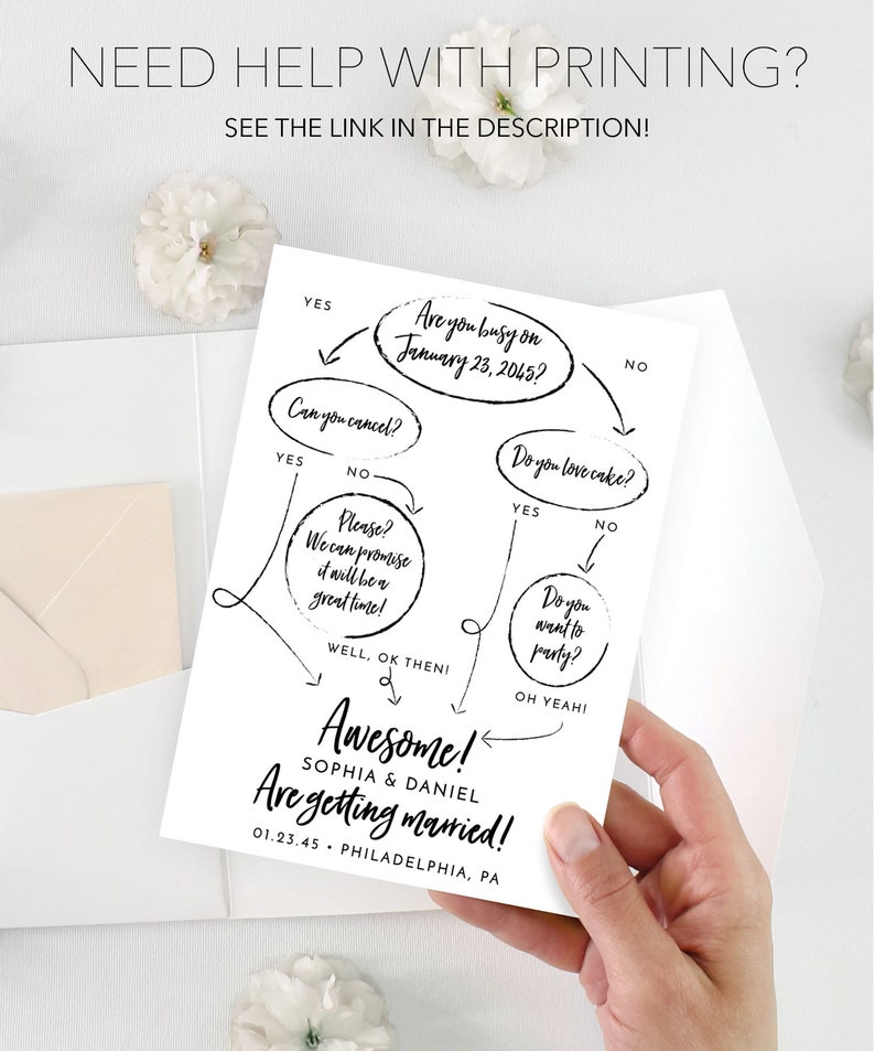 Flow Chart Save the Date Template, Printable Save The Dates, Funny Save The Date, Unique Save The Date, Wedding Ideas, Editable Template image 10