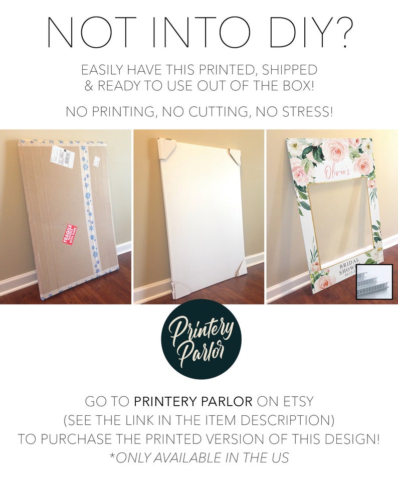 Bridal Shower Photo Prop Frame Template, Editable Photo Prop, Photo Booth, Printable Decor, Airy Blush, Floral, Baby, Wedding, Graduation image 6