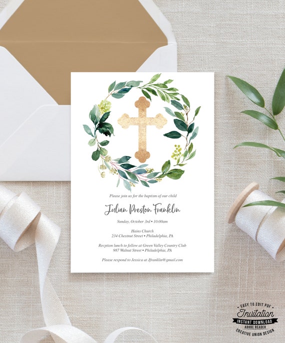 Baptism Invite Baptism Invitation Boy Greek Orthodox Printable