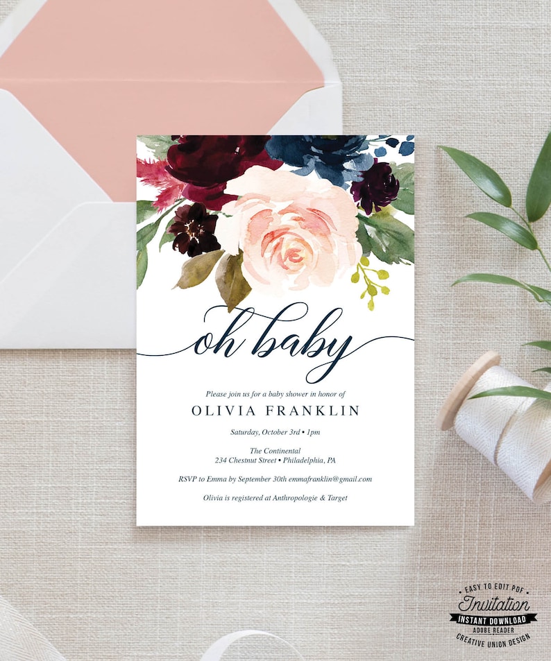 Baby Shower Invitation Oh Baby Invite Baby Brunch Baby Etsy