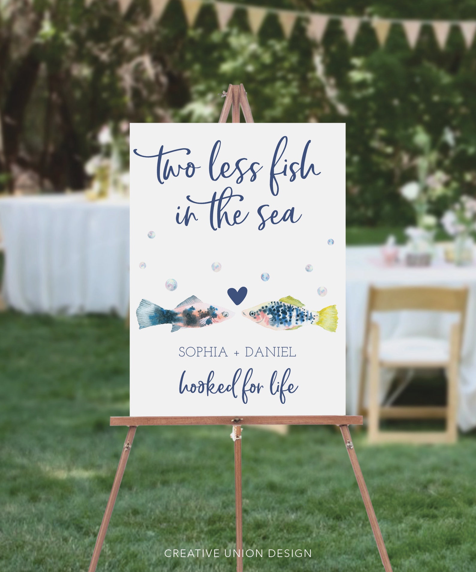 Welcome Tooffish Two Less Fish in the Sea Wedding Welcome Sign With Photo, Editable ...