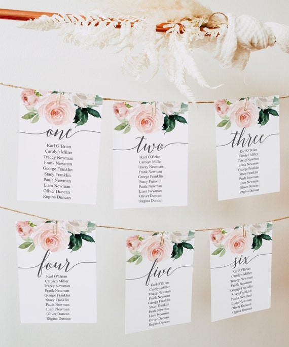 Wedding Seating Chart Cards Template Table Number Seating 