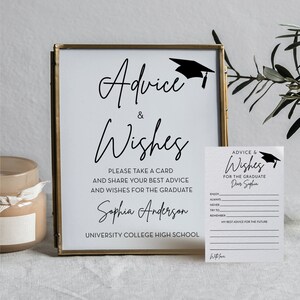 Graduation Advice and Wishes Advice For Graduate Printable Graduation Party Sign Advice Cards Grad Party Class of 2025 Modern Minimalist DIY