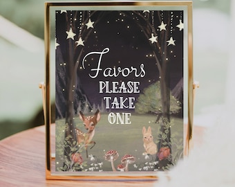 Favors Sign, Boho Baby Shower Sign File, Take One Printable, Baby Shower, Woodland Baby Shower Decor, Enchanted Woodland, Favors