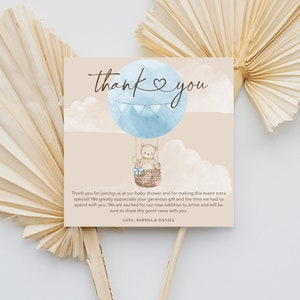 Boho Bearly Wait Baby Shower Invitation Set Template Printable Editable Thank You Card Diaper Raffle Books For Baby Bear Balloons Boy Baby image 2