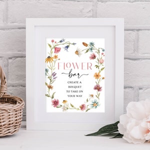 Flower Bar Sign, Make a Bouquet Sign, Boho Bridal Shower Sign File, Bridal Shower Favors Sign , Floral Bridal Shower Decor, Wildflower Field