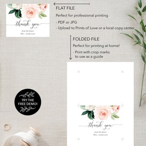 Thank You Card, Bridal Shower Thank You Card, Printable Thank You Card ...