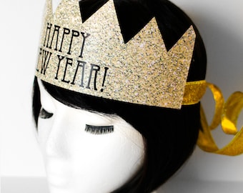 Printable New Years Eve Crowns - New Year's Eve Hat - Faux Glitter - DIY Party Hat - Happy New Year Decorations - Instant Download - Gold